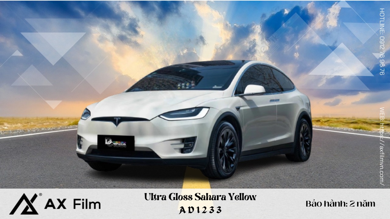 Tesla Model X Thay Đổi Decal Ô Tô Màu Ad1233 Ultra Gloss Sahara Yellow  Thuộc Ax Film - Ax Film Việt Nam